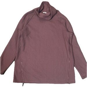 Bean Signature Waffle Knit Tunic Mock Turtleneck Sweater Medium Side Zippers